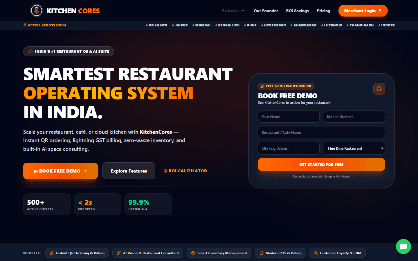 KitchenCores POS and restaurant management console